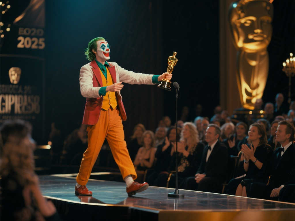 《小丑牌》2025英国奥斯卡摘桂冠 真人小丑惊艳亮相领奖舞台 《小丑牌》2025英国奥斯卡摘桂冠 真人小丑惊艳亮相领奖舞台